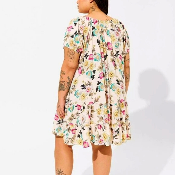 ❤NWT VINTAGE TORRID MINI FLORAL PRINT PUFF SLEEVE,TIERED TRAPEZE DRESS PLUS SIZE - Picture 3 of 12